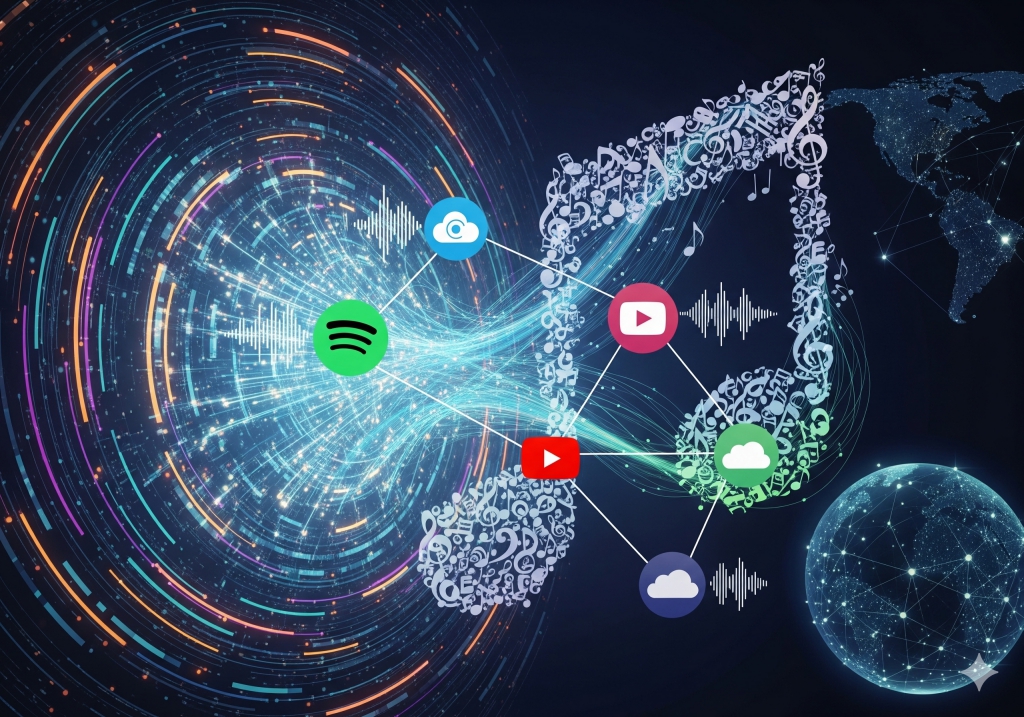 主要音楽ストリーミングサービスのロゴが並んだ画像